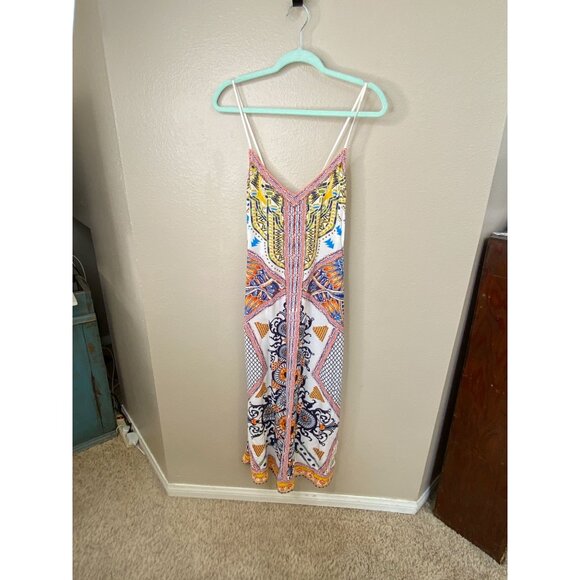 Jealous Tomato Boho Multicolor Printed Maxi Dress Small Spaghetti Straps Rayon - Picture 1 of 7